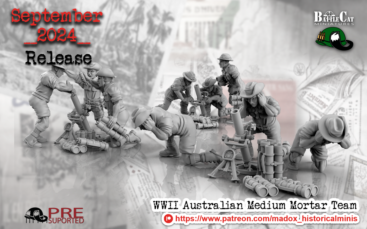 WW2 Australian Pacific Medium Mortar Teams | Battlecat 28mm Historical Wargaming Miniatures Role Playing Miniatures
