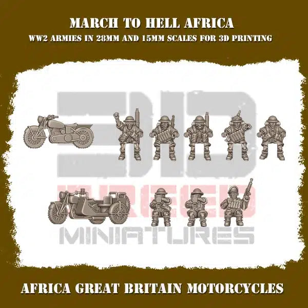 WW2 BRITISH ARMY AFRICA MORTORCYCLES | 3DBreed 15mm Wargaming Miniatures