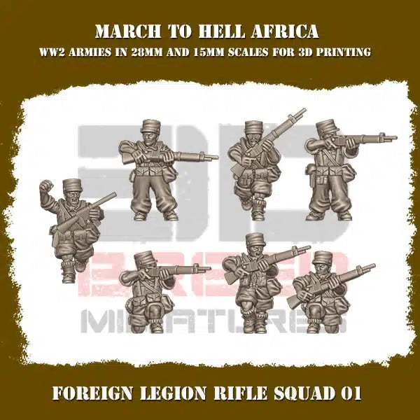 WW2 FRENCH FOREIGN LEGION RIFLE SQUAD | 3DBreed 15mm Wargaming Miniatures