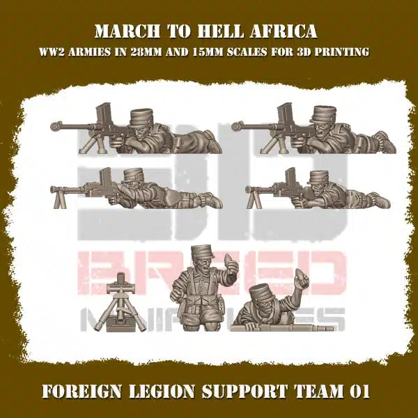 WW2 FRENCH FOREIGN LEGION SUPPORT TEAM | 3DBreed 15mm Wargaming Miniatures