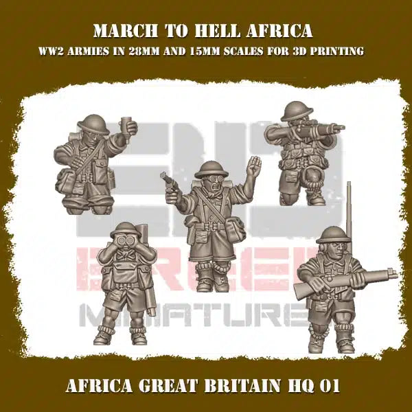 WW2 BRITISH ARMY AFRICA HQ 01 | 3DBreed 15mm Wargaming Miniatures