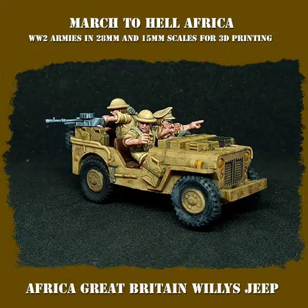 WW2 BRITISH ARMY AFRICA WILLYS JEEP | 3DBreed 15mm Wargaming Miniatures