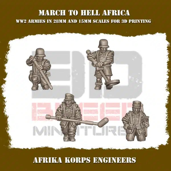 WW2 AFRICA KORPS ENGINEERS | 3DBreed 15mm Wargaming Miniatures