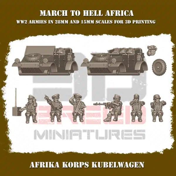 WW2 AFRICA KORPS KUBELWAGEN | 3DBreed 15mm Wargaming Miniatures