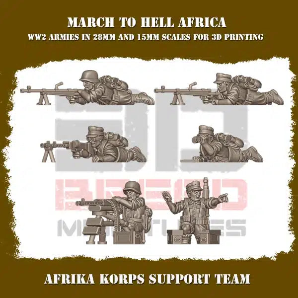 WW2 AFRICA KORPS SUPPORT TEAM | 3DBreed 15mm Wargaming Miniatures
