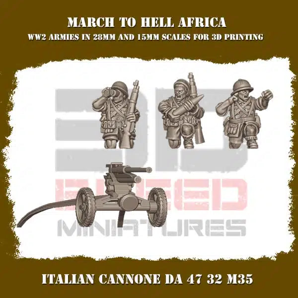 WW2 REGIO ESERCITO CANNONE DA 47 32 M35 | 3DBreed 15mm Wargaming Miniatures