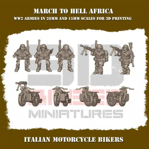 WW2 REGIO ESERCITO MOTORCYCLE BIKERS | 3DBreed 15mm Wargaming Miniatures