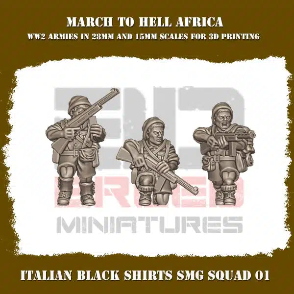WW2 REGIO ESERCITO BLACK SHIRTS SMG SQUAD | 3DBreed 15mm Wargaming Miniatures