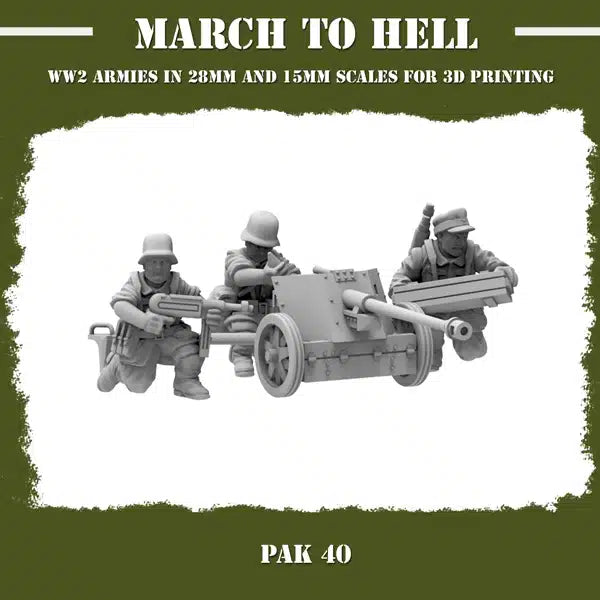 WW2 GERMAN ARMY (WEHRMACHT) PAK 40 CANNON | 3DBreed 15mm Wargaming Miniatures