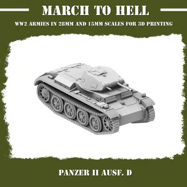 WW2 GERMAN ARMY (WEHRMACHT) PANZER 2 AUSF D | 3DBreed 15mm Wargaming Miniatures