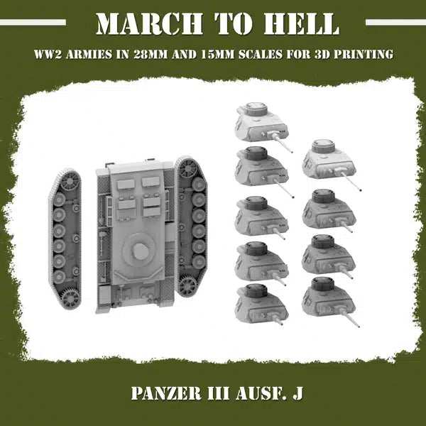 WW2 GERMAN ARMY (WEHRMACHT) PANZER 3 AUSF J | 3DBreed 15mm Wargaming Miniatures