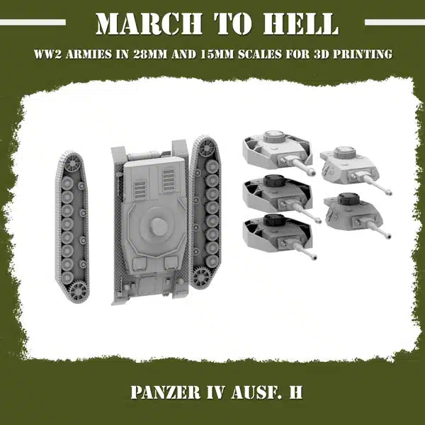 WW2 GERMAN ARMY (WEHRMACHT) PANZER 4 AUSF H | 3DBreed 15mm Wargaming Miniatures