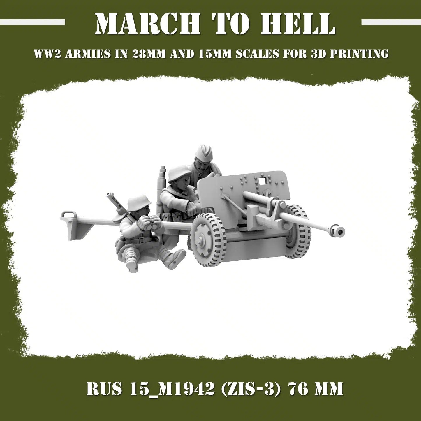 WW2 RED ARMY M1942 (ZiS-3) 76mm | 3DBreed 15mm Wargaming Miniatures