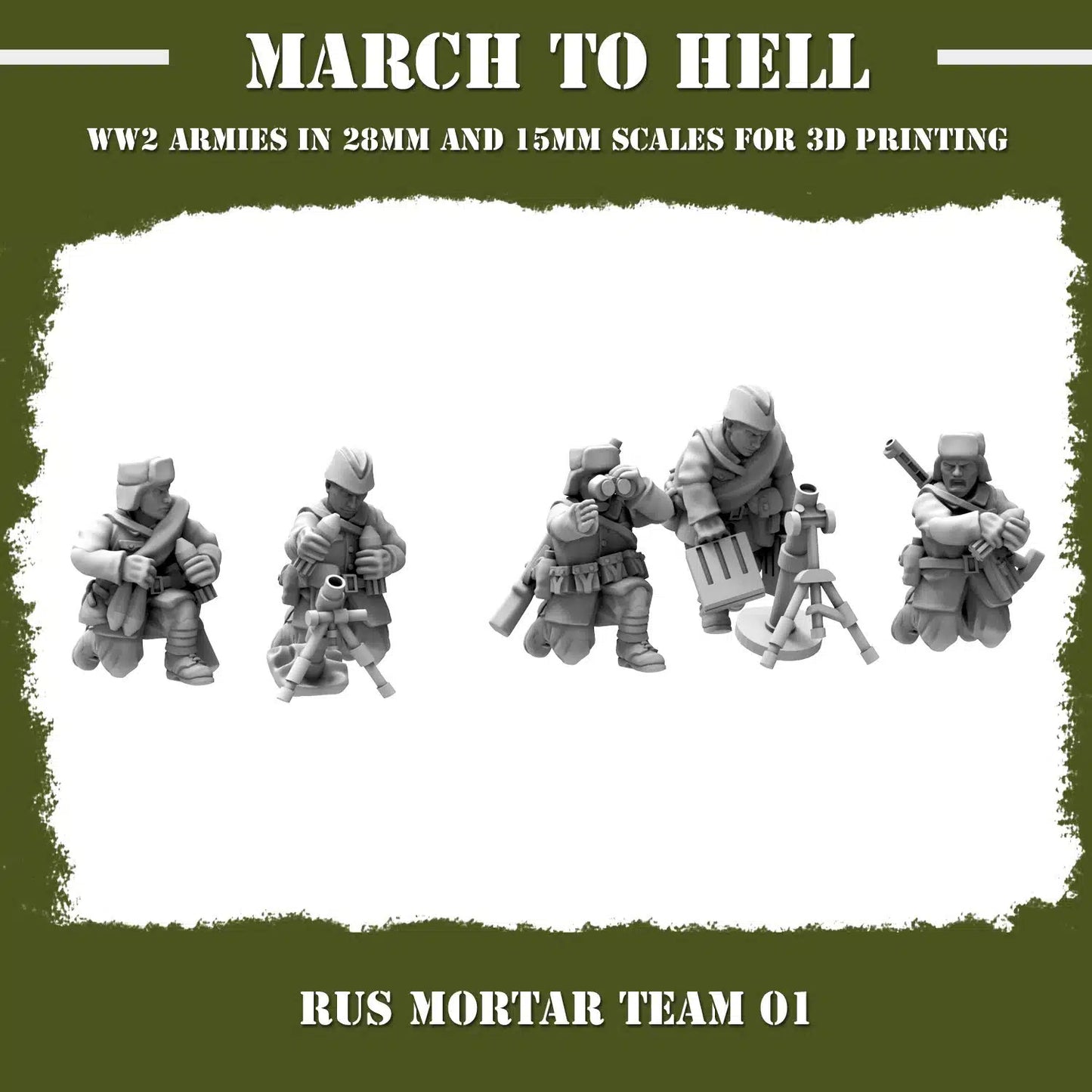 WW2 RED ARMY MORTAR TEAM | 3DBreed 15mm Wargaming Miniatures