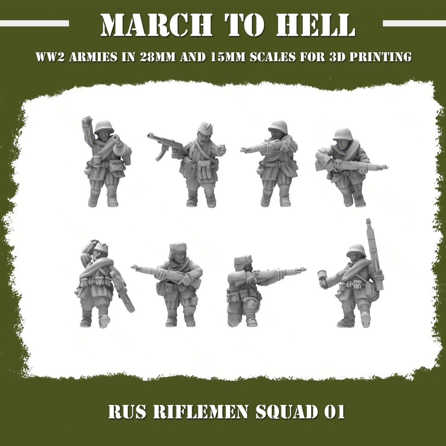 WW2 RED ARMY RIFLEMEN SQUAD | 3DBreed 15mm Wargaming Miniatures
