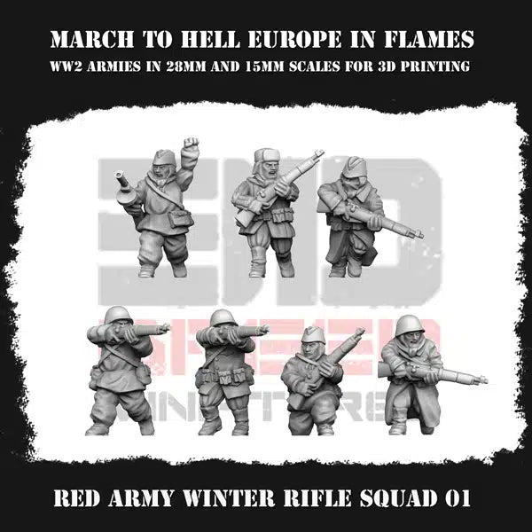 WW2 RED ARMY WINTER RIFLE SQUAD | 3DBreed 15mm Wargaming Miniatures