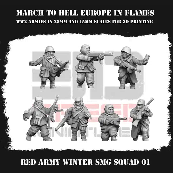 WW2 RED ARMY WINTER SMG SQUAD 01 | 3DBreed 15mm Wargaming Miniatures