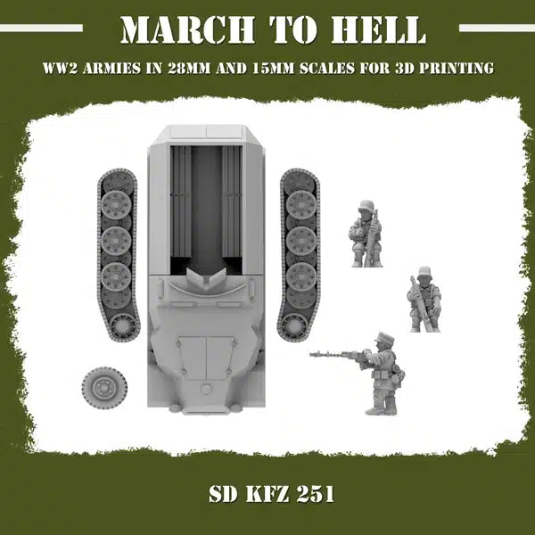 WW2 GERMAN ARMY (WEHRMACHT) SD KFZ 251 | 3DBreed 15mm Wargaming Miniatures