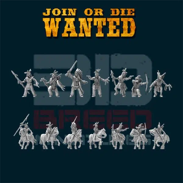 JOIN OR DIE WANTED SIOUX PACK | 3D Breed 28mm Wild West Wargaming Miniatures