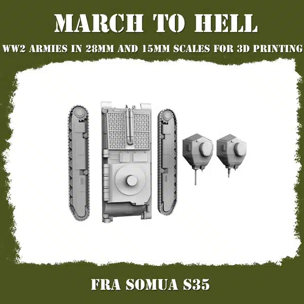 WW2 FRENCH ARMY SOMUA S35 | 3DBreed 15mm Wargaming Miniatures