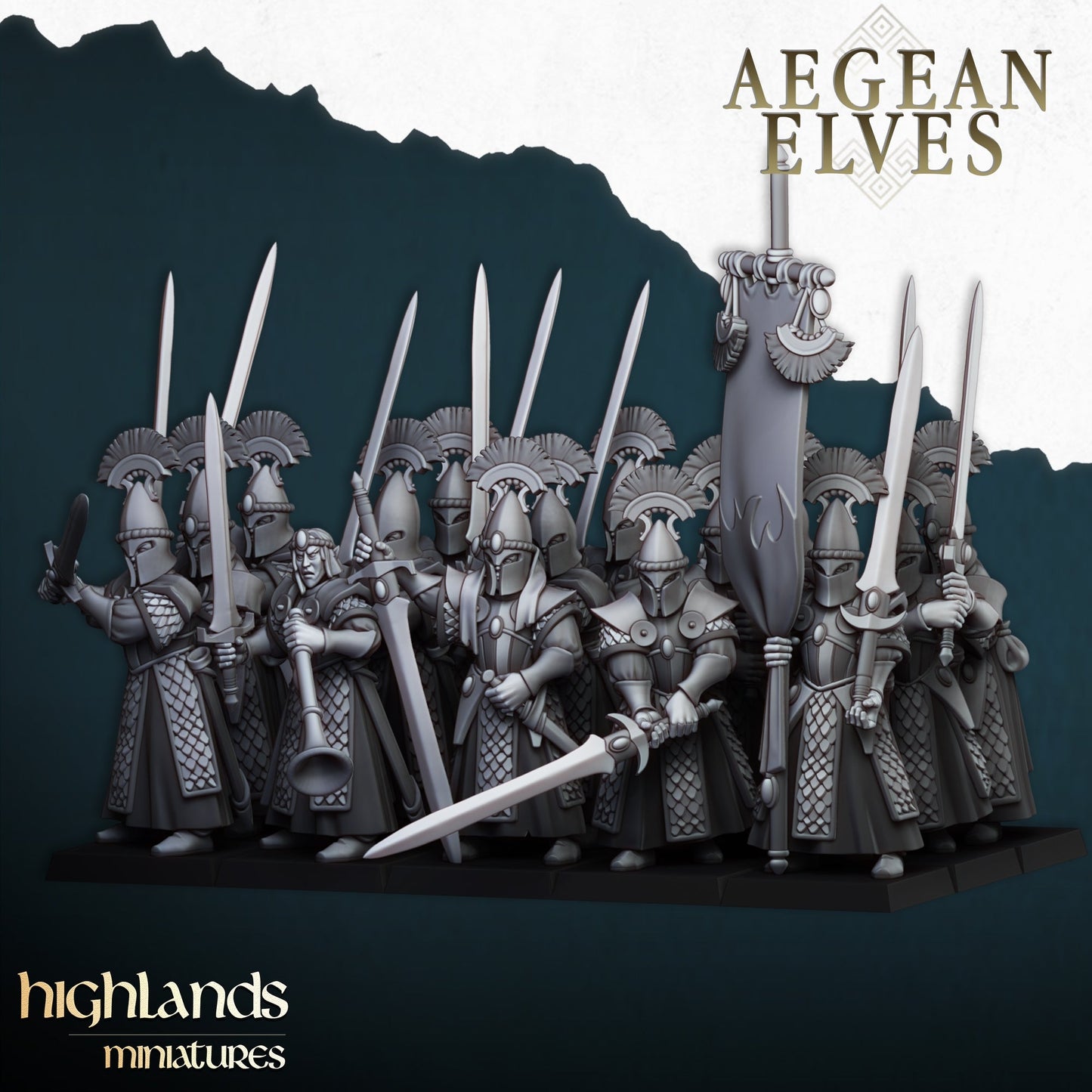 Aegean Elves Swords of Messara | Highlands Miniatures 28/32mm Fantasy Wargaming Miniatures Role Playing Miniatures