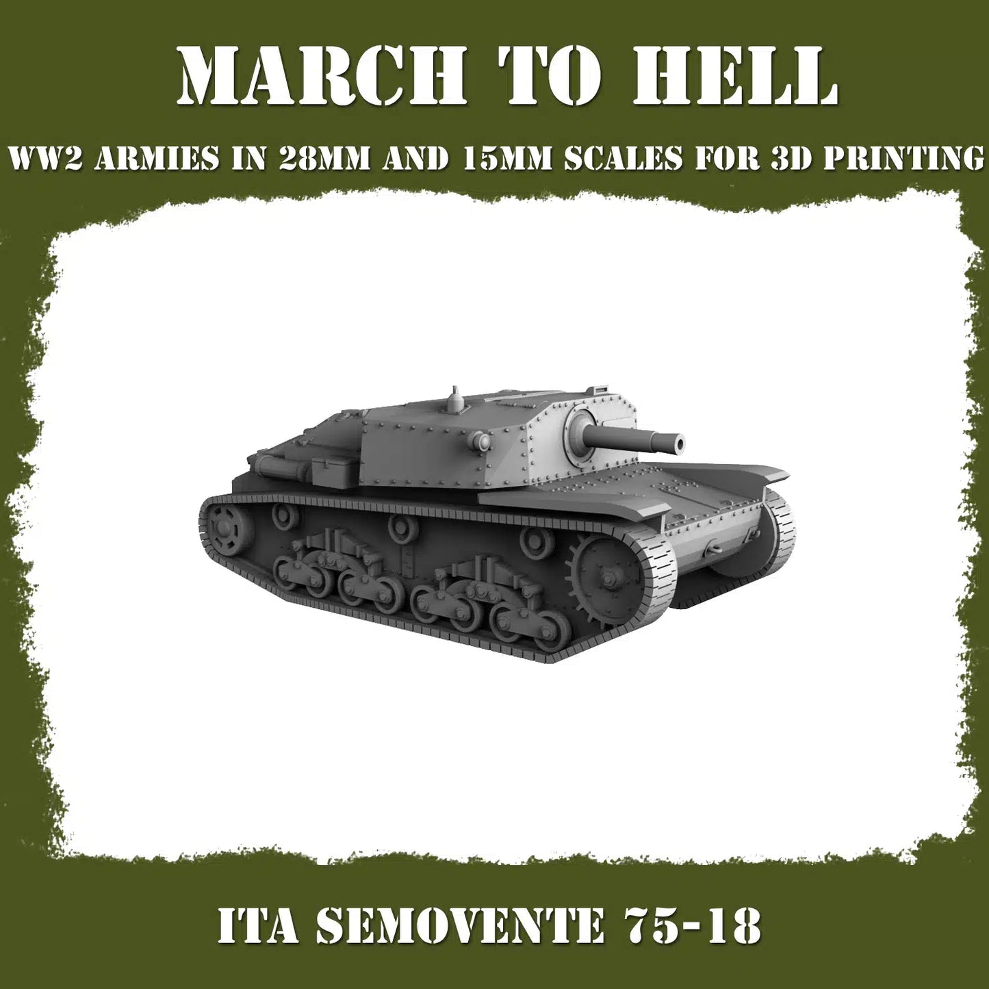 WW2 ITALIAN ARMY (BERSAGLIERI) SEMOVENTE 75_18 | 3DBreed 15mm Wargaming Miniatures