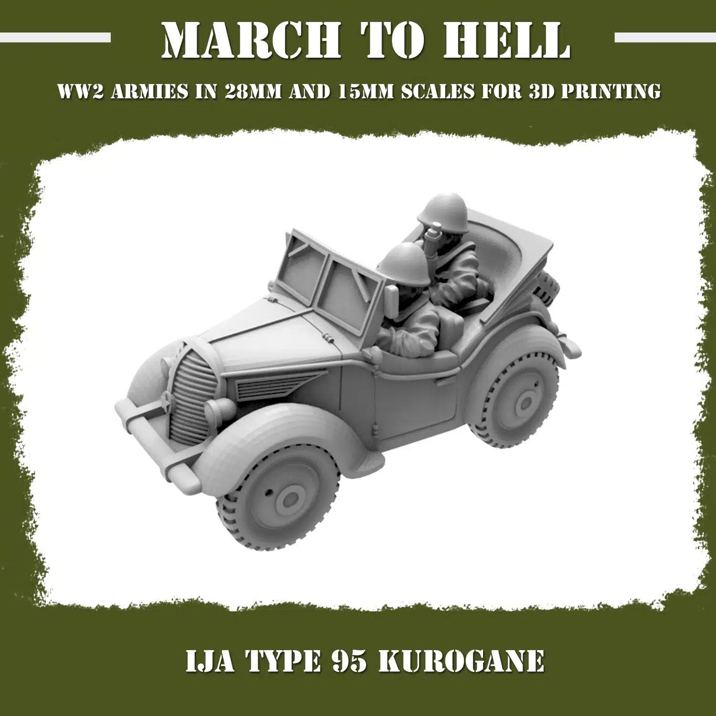 WW2 IMPERIAL JAPANESE ARMY (IJA) TYPE 95 KUROGANE CAR | 3DBreed 15mm Wargaming Miniatures