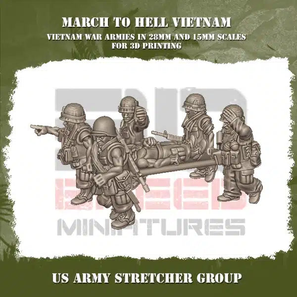 VIETNAM WAR US ARMY VIETNAM STRETCHER GROUP | 3DBreed 15mm Wargaming Miniatures