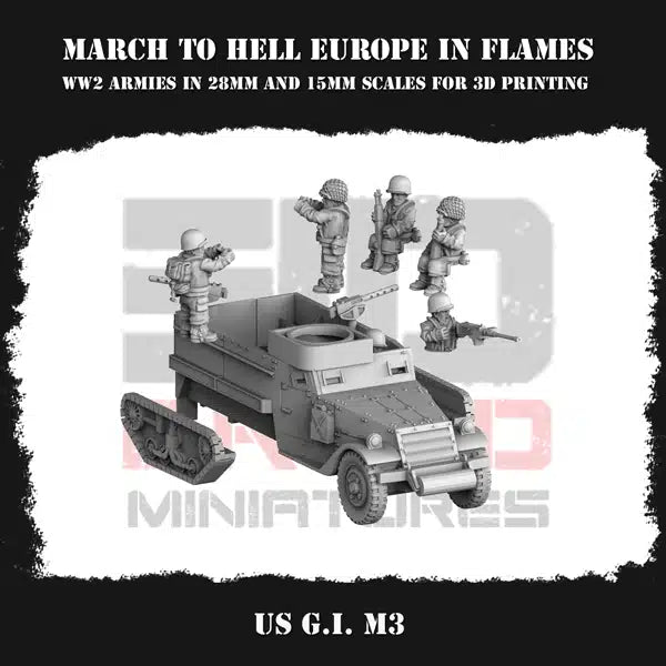WW2 US G.I. M3 HALFTRACK | 3DBreed 15mm Wargaming Miniatures