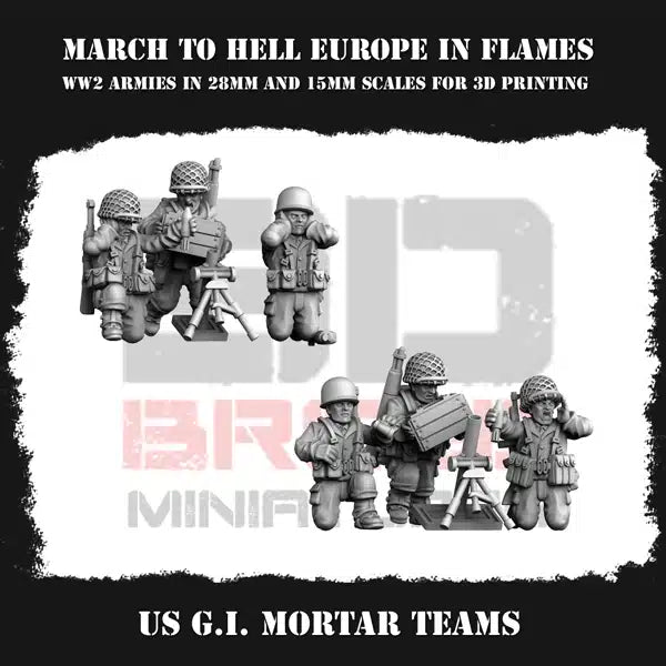 WW2 US G.I. MORTAR TEAMS | 3DBreed 15mm Wargaming Miniatures