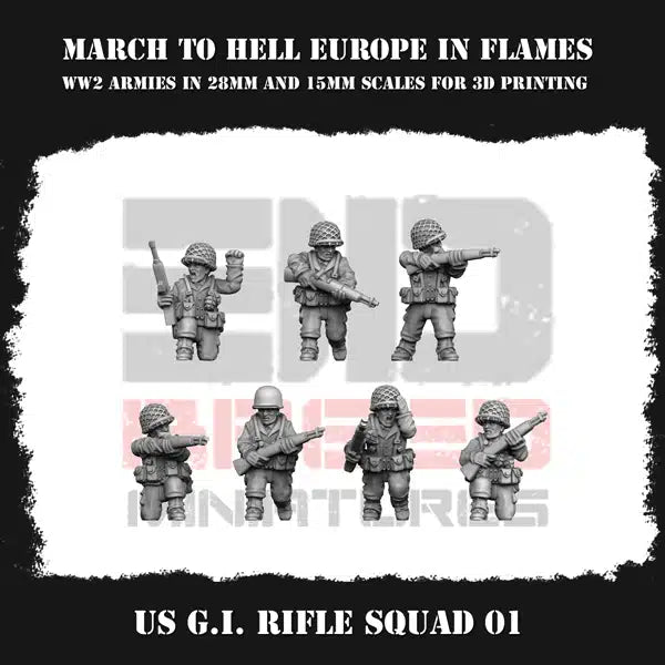 WW2 US G.I. RIFLE SQUAD 01 | 3DBreed 15mm Wargaming Miniatures