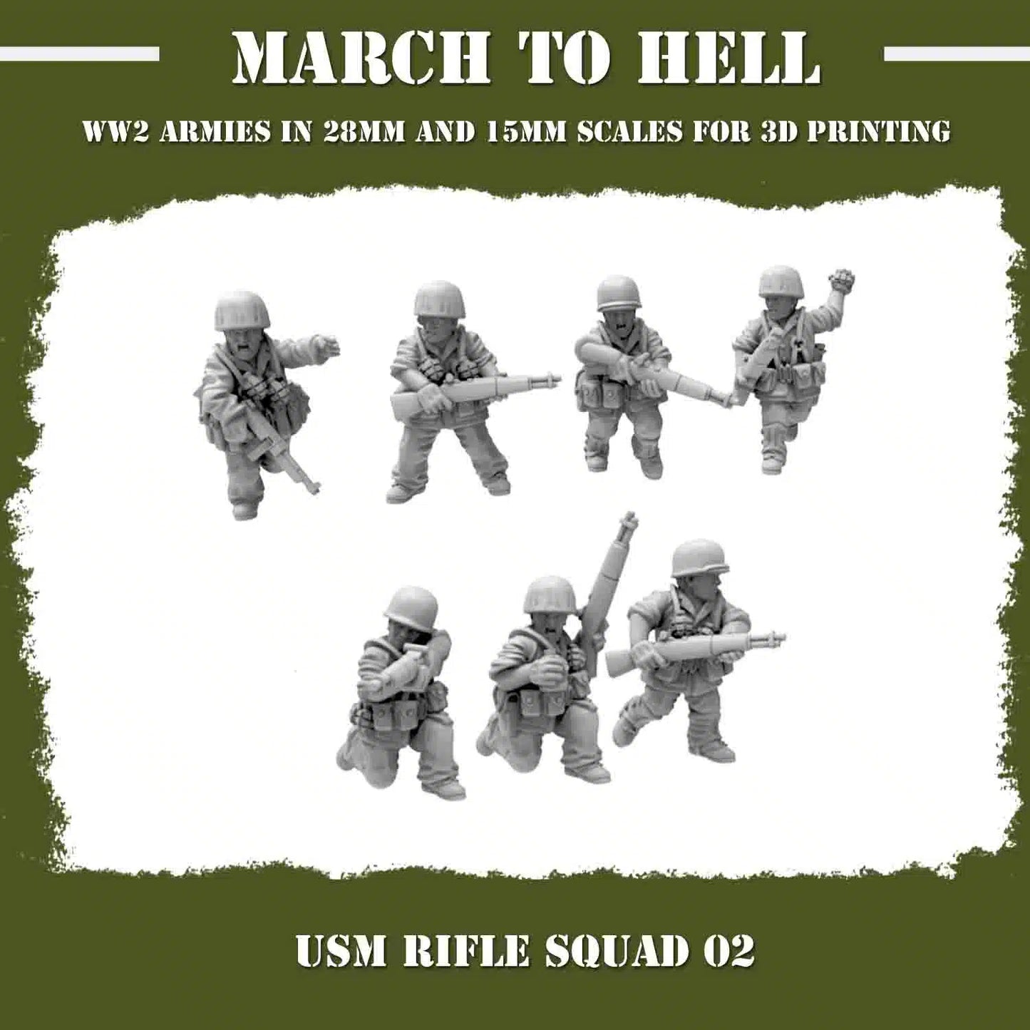 WW2 UNITES STATES MARINES (USM) RIFLE SQUAD | 3DBreed 15mm Wargaming Miniatures