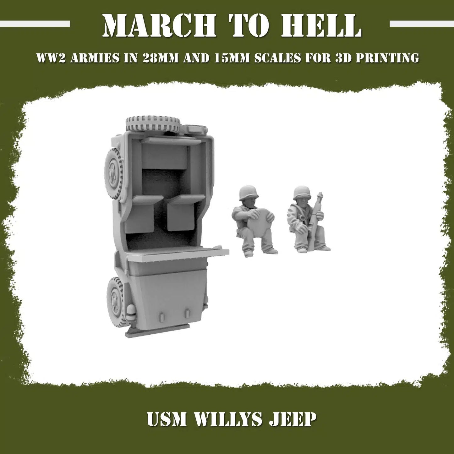 WW2 UNITES STATES MARINES (USM) WILLIS JEEP | 3DBreed 15mm Wargaming Miniatures