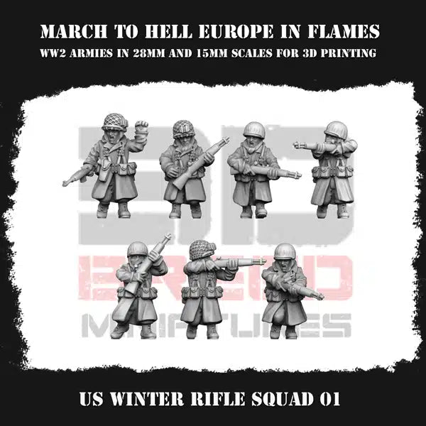 WW2 US G.I. WINTER RIFLE SQUAD 01 | 3DBreed 15mm Wargaming Miniatures
