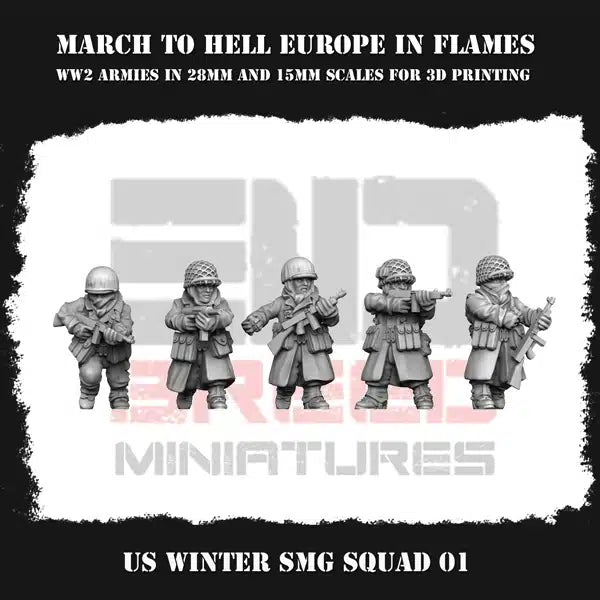 WW2 US G.I. WINTER SMG SQUAD | 3DBreed 15mm Wargaming Miniatures