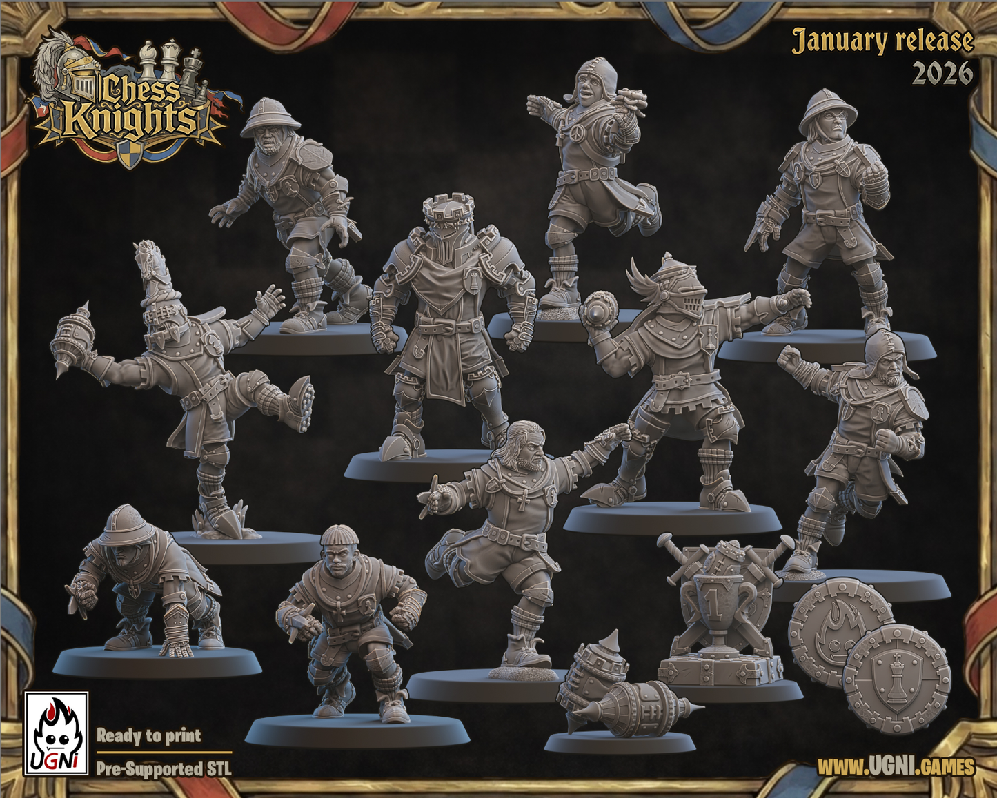 Chess Knights Fantasy Football Team | Ugni Miniatures