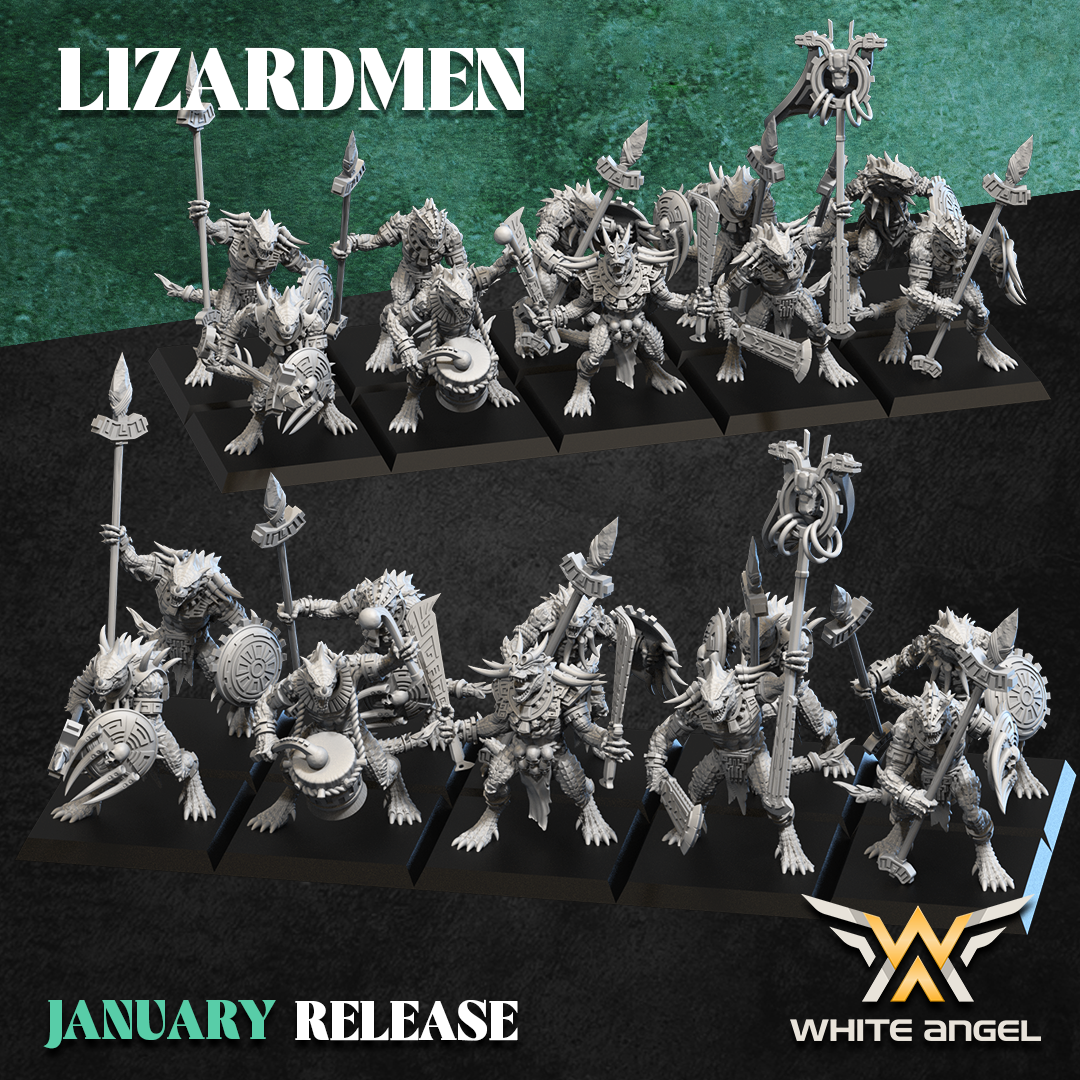 Lizardmen Warriors | White Angel 28/32mm Fantasy Wargaming Miniatures