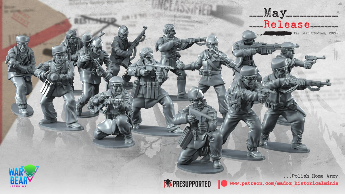 WW2 Polish Home Army Infantry | Warbear Studios 28mm Historical Wargaming Miniatures Role Playing Miniatures