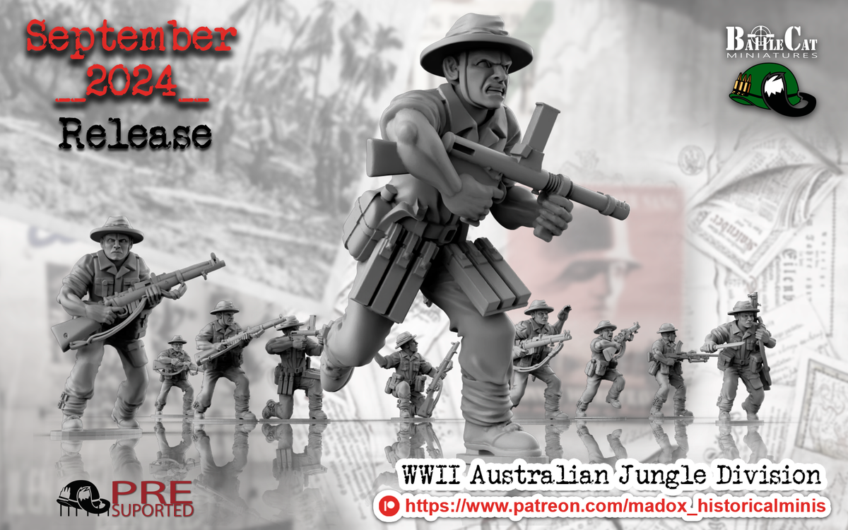 WW2 Australian Pacific Jungle Division | Battlecat 28mm Historical Wargaming Miniatures Role Playing Miniatures