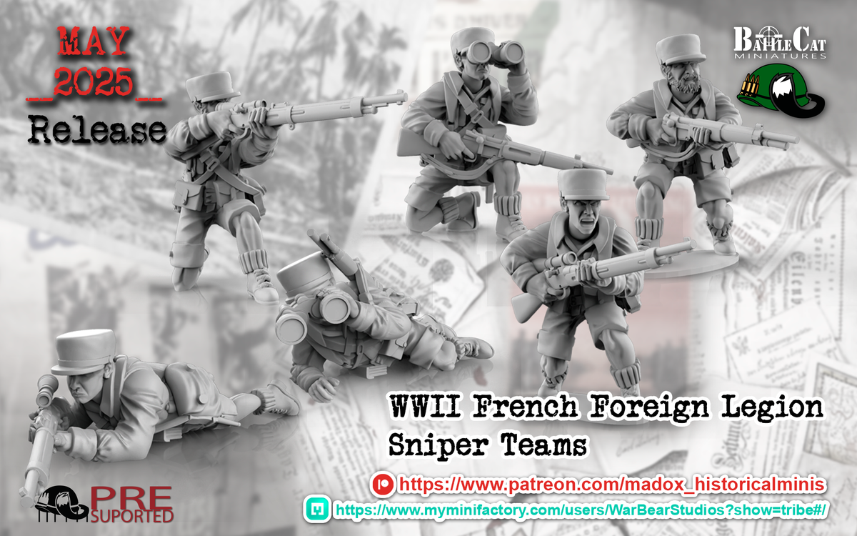 WW2 French Foreign Legion Sniper Teams | Battlecat 28mm Historical Wargaming Miniatures Role Playing Miniatures