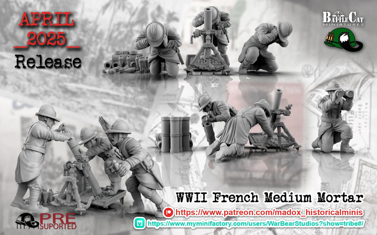 WW2 French Medium Mortar Teams | Battlecat 28mm Historical Wargaming Miniatures Role Playing Miniatures