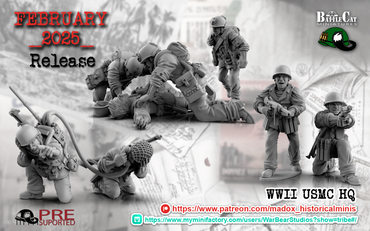 WW2 Pacific USMC HQ | Battlecat 28mm Historical Wargaming Miniatures Role Playing Miniatures