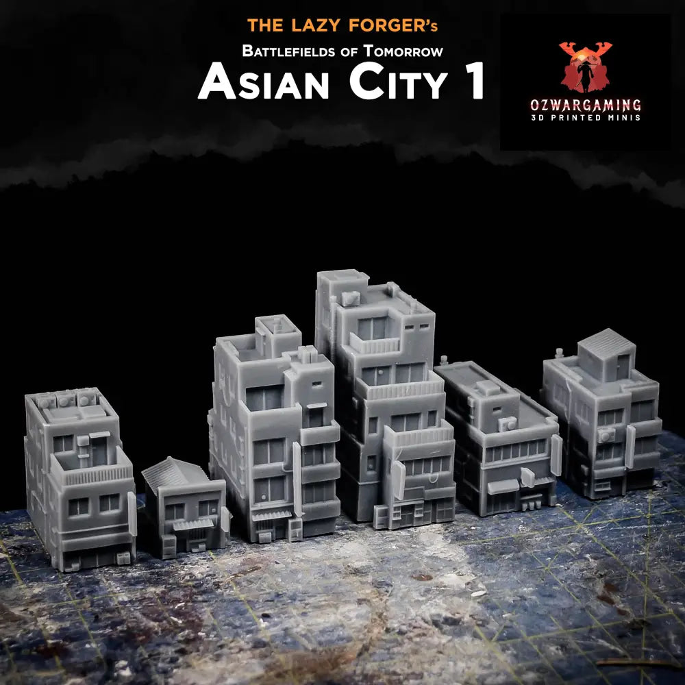 Asian City 1 | The Lazy Forger 6-8mm Sci Fi Wargaming Terrain Role Playing Miniatures