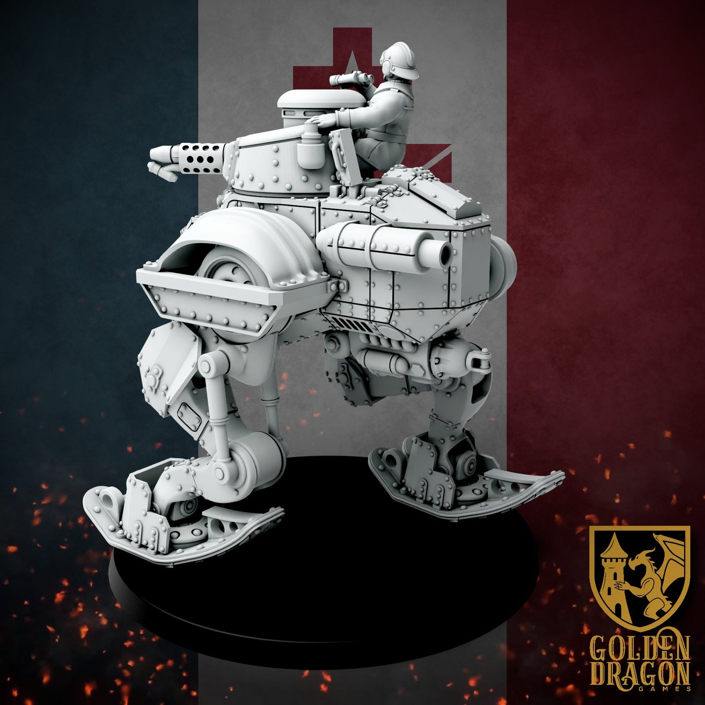 New French Republic CAIM 38 ’Danton’ Scout Battle Walker | Golden Dragon Games Weird WW2 Role Playing Miniatures