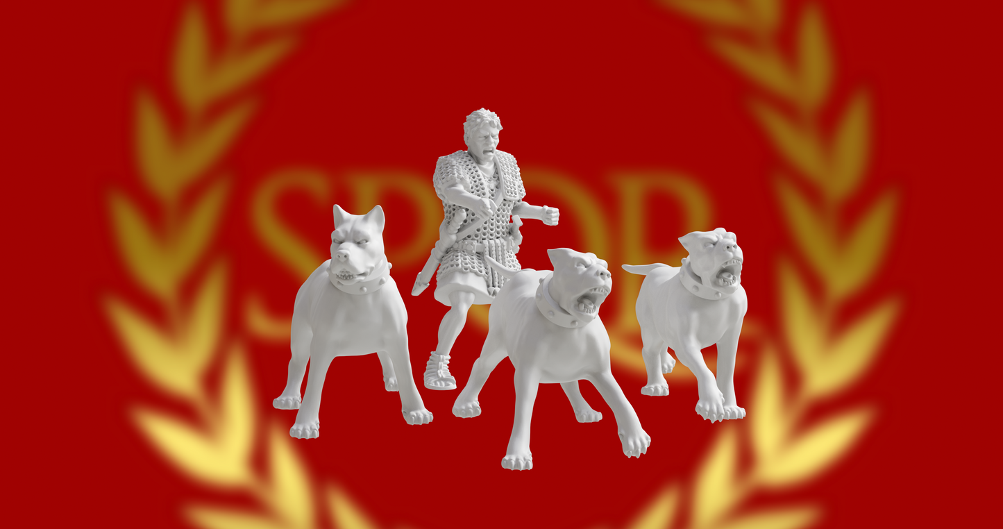 Imperial Roman War Dogs | 3D Breed 28mm Ancients Wargaming Miniatures Role Playing Miniatures