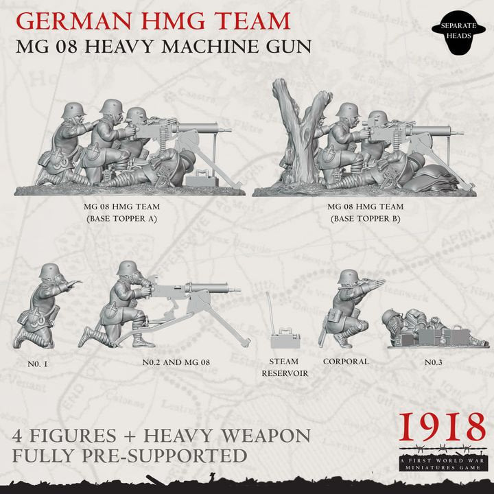 1918 German MG08 Section | Warfulcrum Games Historical WW1 Miniatures Role Playing Miniatures