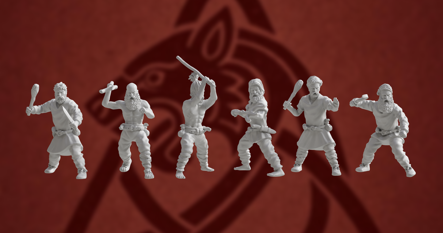 Germanic Tribes Levy Improvised Weapons | 3D Breed 28mm Ancients Wargaming Miniatures Role Playing Miniatures