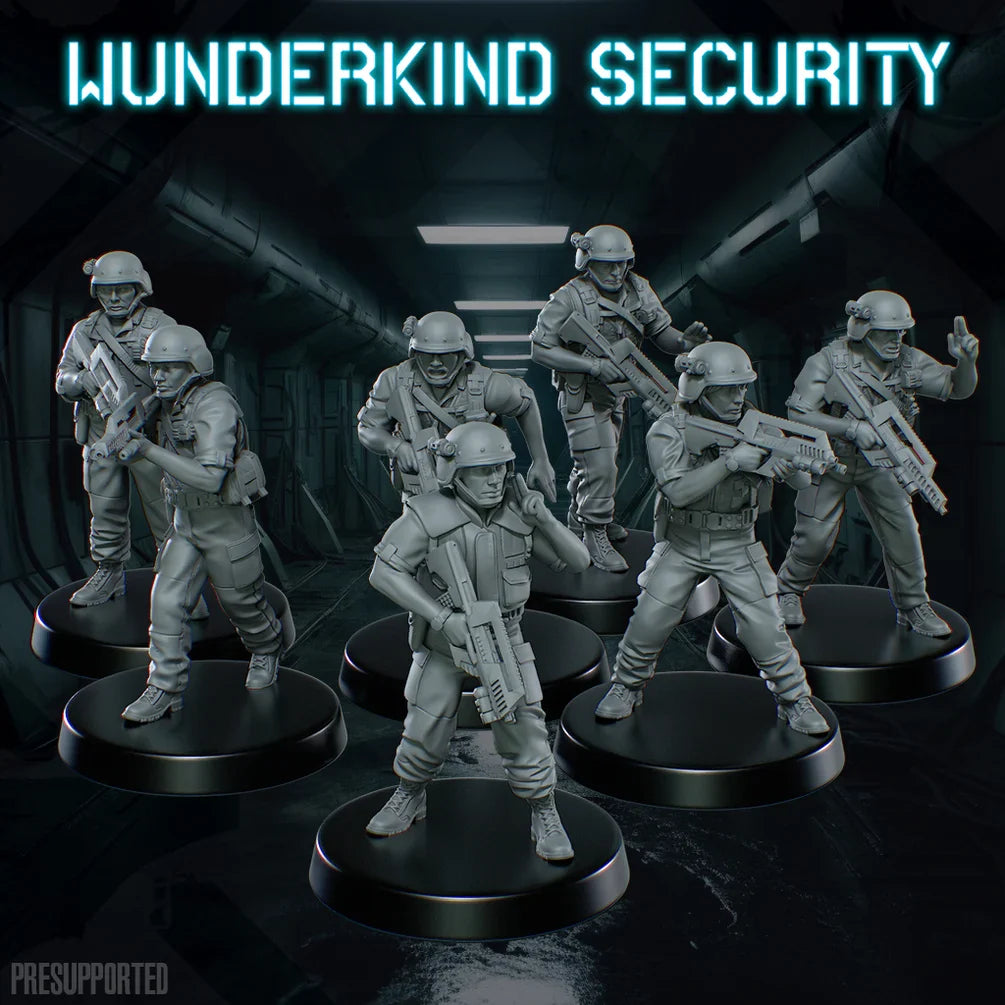 Wunderkind Security | Skullforge Studios 32mm SciFi Wargaming Miniatures Role Playing Miniatures