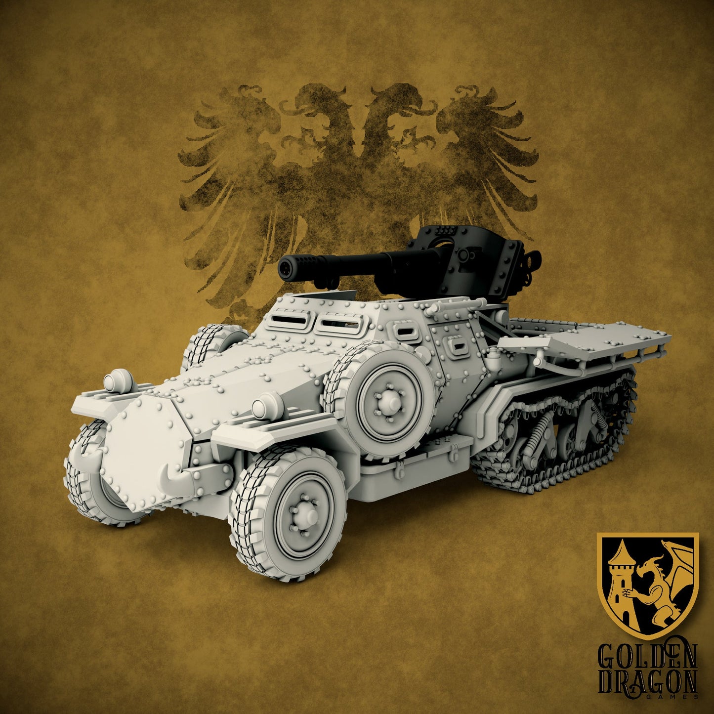 Holy Roman Empire 28M Wallenstein Armored Halftrack | Golden Dragon Games Weird WW2 Role Playing Miniatures
