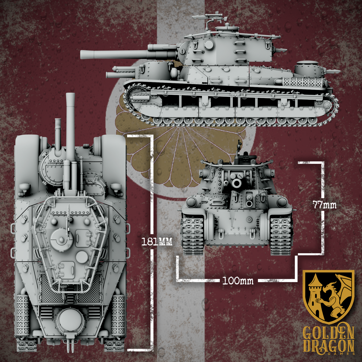 Empire of Japan Type 90 O-Ni heavy Tank | Golden Dragon Games Weird WW2 Role Playing Miniatures